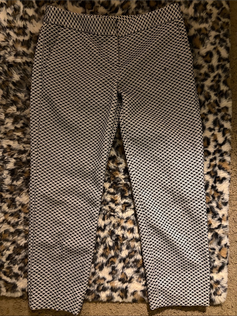 Express Black and White Textured Ankle Pants